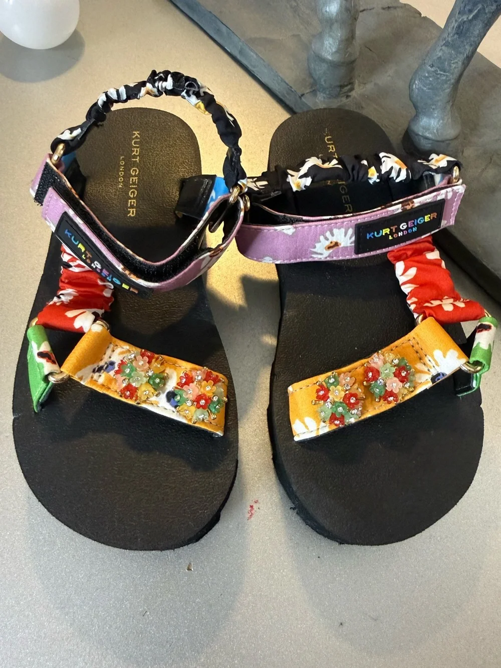 Kurt Geiger Kids' Multicolor Embellished Floral Sandals 2Y